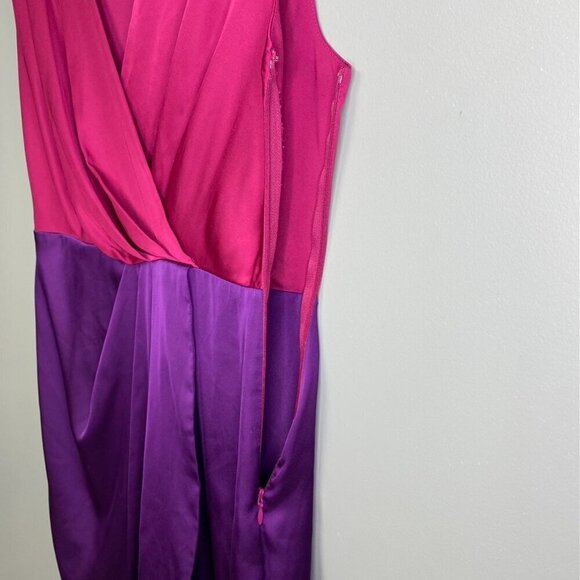 Vince Camuto Fuschia/Purple Colorblock Satin y2k Mini Dress Womens Size 4 - Picture 5 of 7
